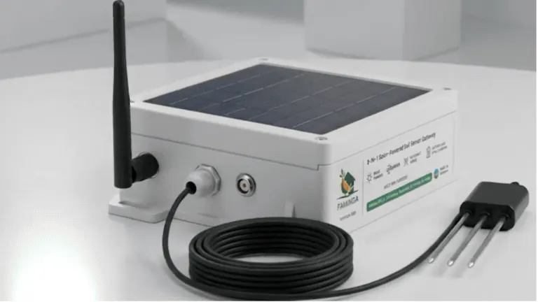 Short film showing the Faminga solar LoRa gateway and 8-in-1 soil sensor